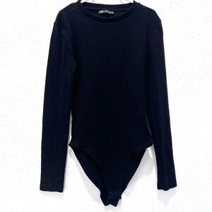 Zara long sleeve Ribbed Black bodysuit Top medium‎